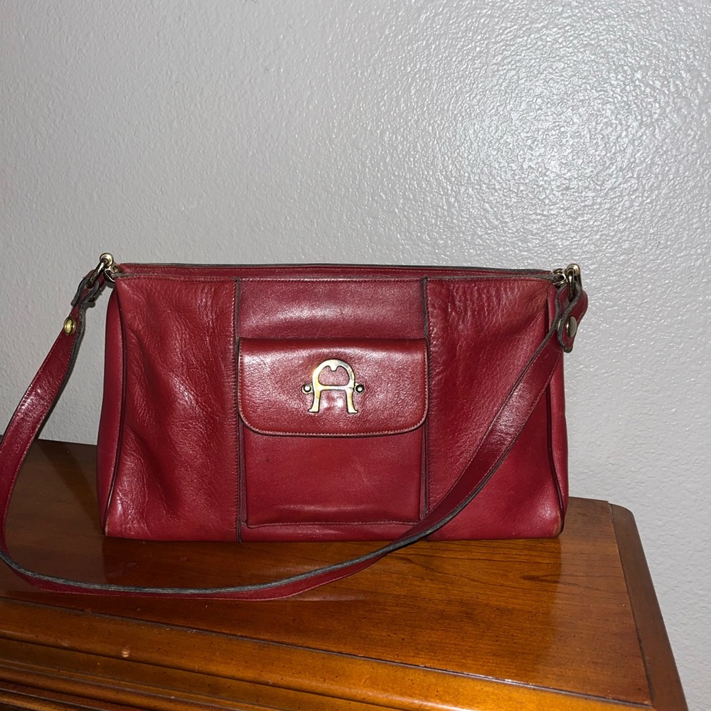 Vintage 60s 70s ETIENNE AIGNER Large Handmade Leather Handbag Shoulder Bag RARE